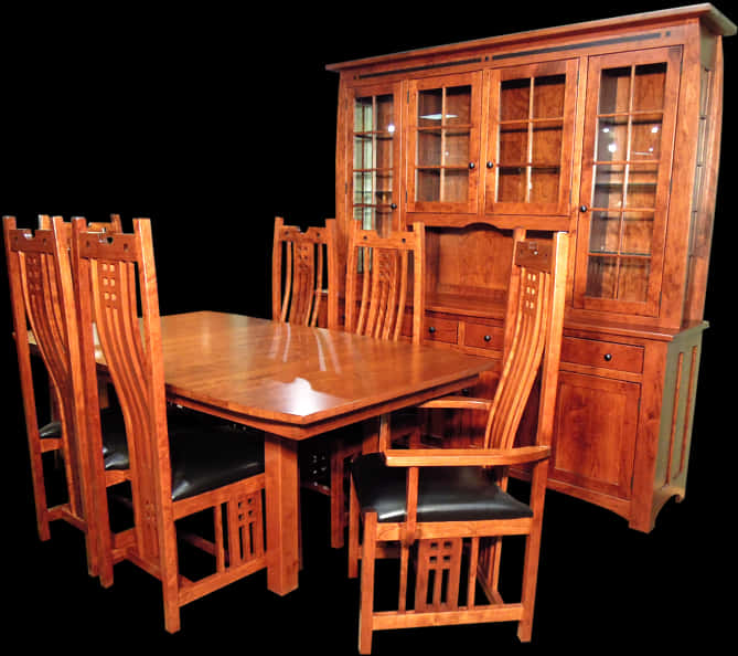 Wooden Dining Setwith Hutch