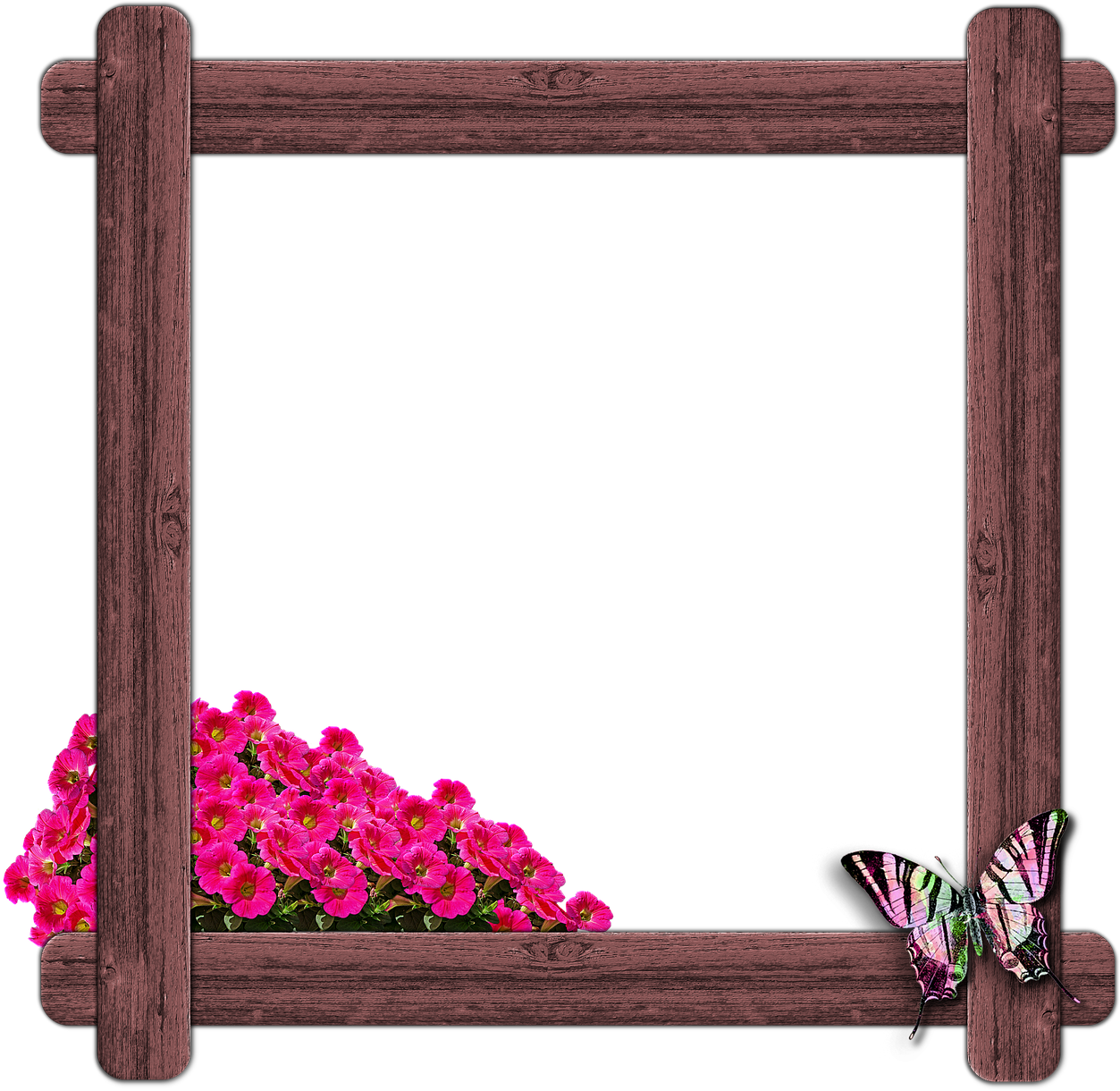 Wooden Framewith Butterflyand Flowers