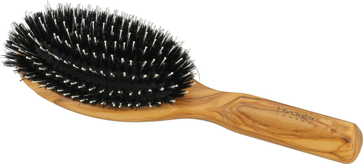 Wooden Hair Brushwith Black Bristles