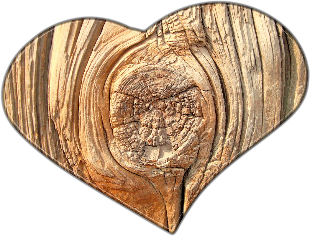 Wooden Heart Texture Background