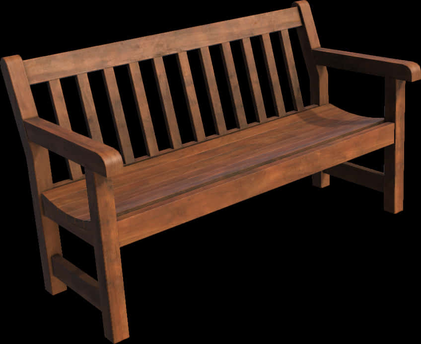 Wooden Park Bench Isolated