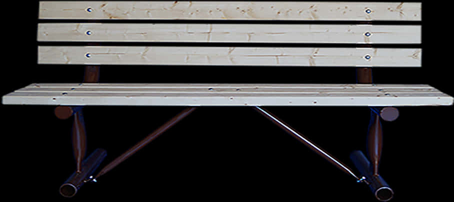 Wooden Park Bench Isolatedon Black