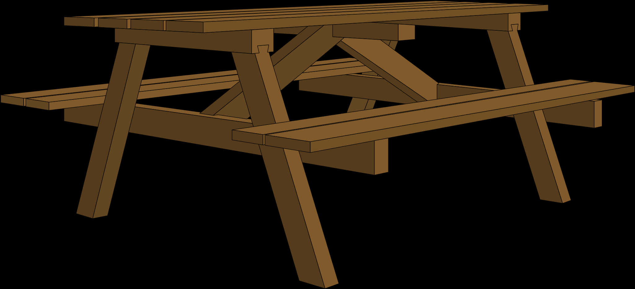 Wooden Picnic Table Vector Illustration