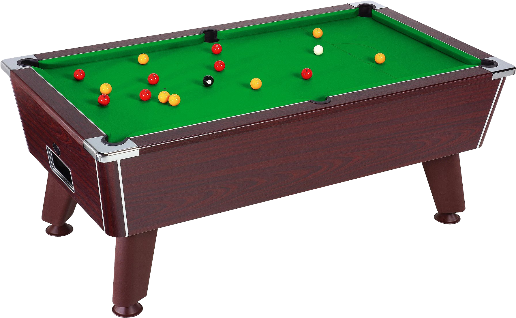 Wooden Pool Table With Green Felt