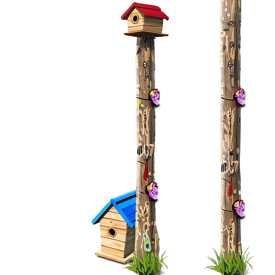 Wooden Post With Birdhouse Png 84