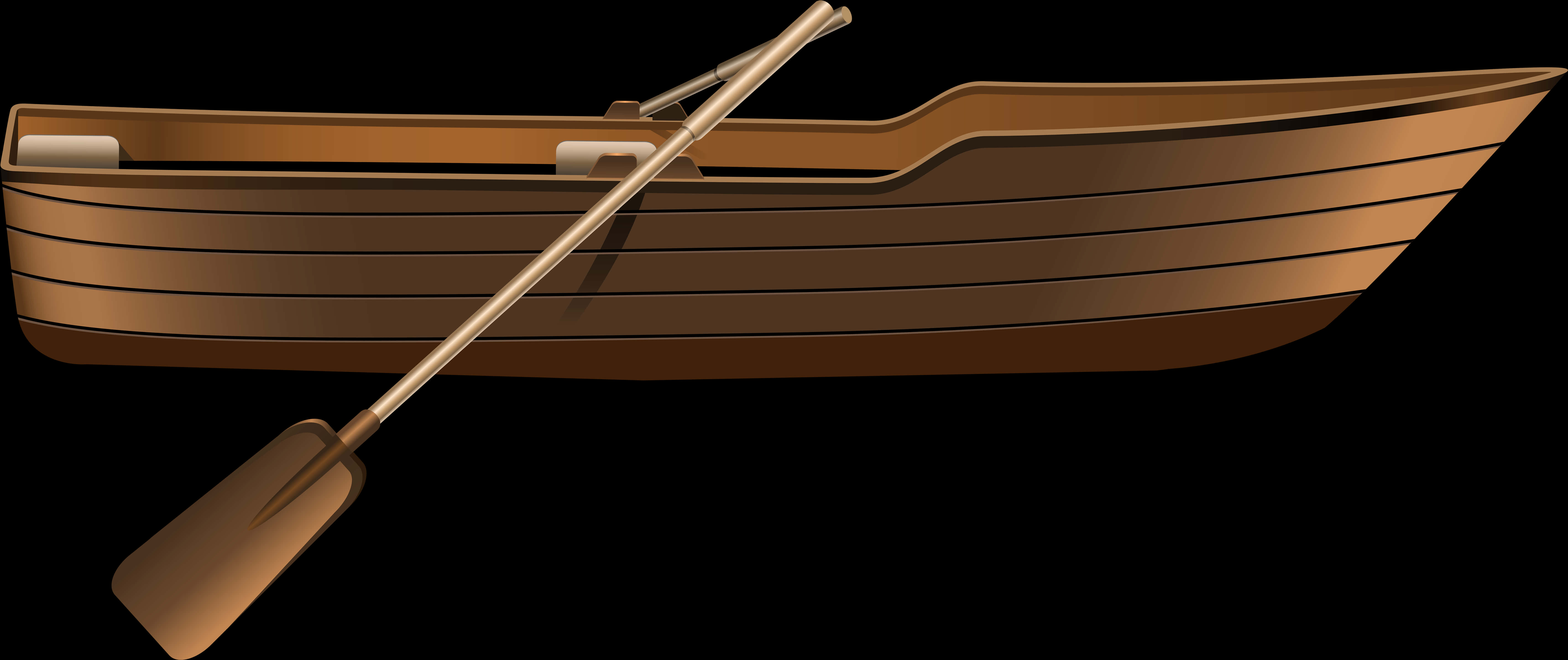 Wooden Rowboatwith Oar