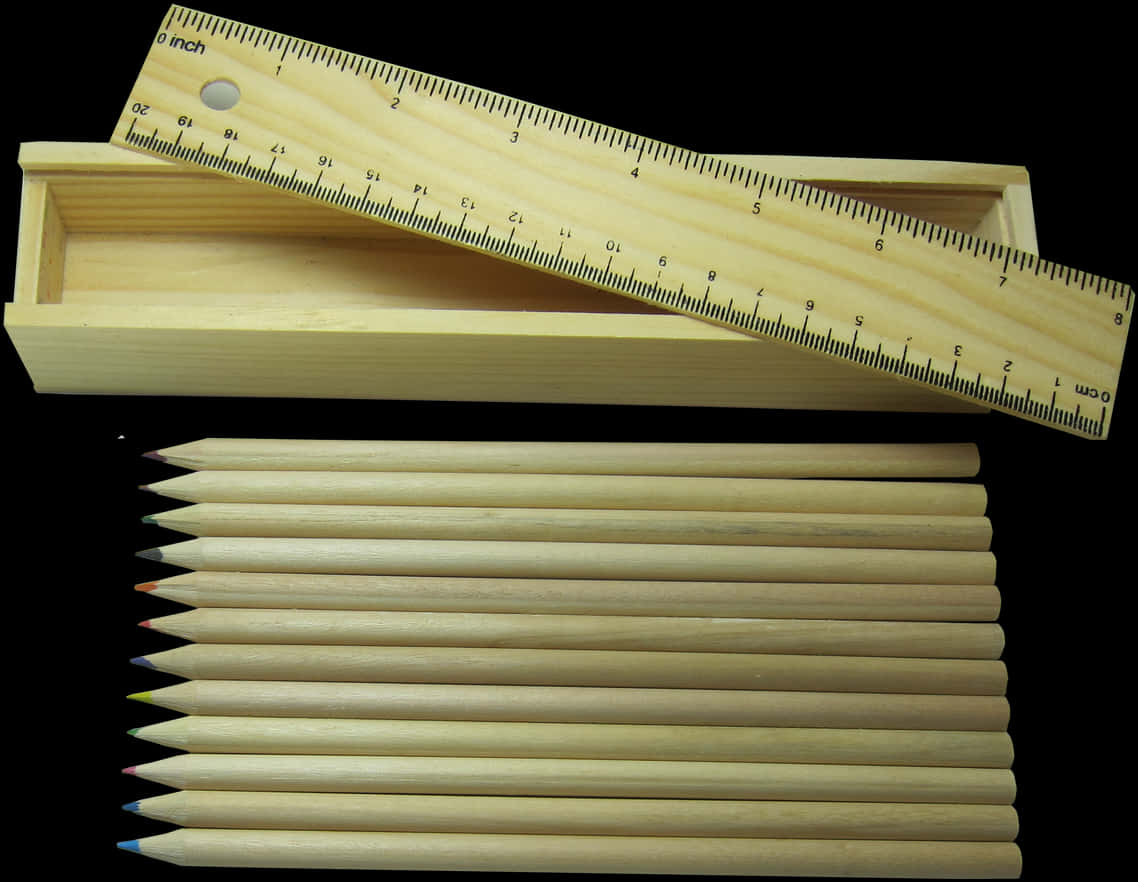 Wooden Rulerand Pencils