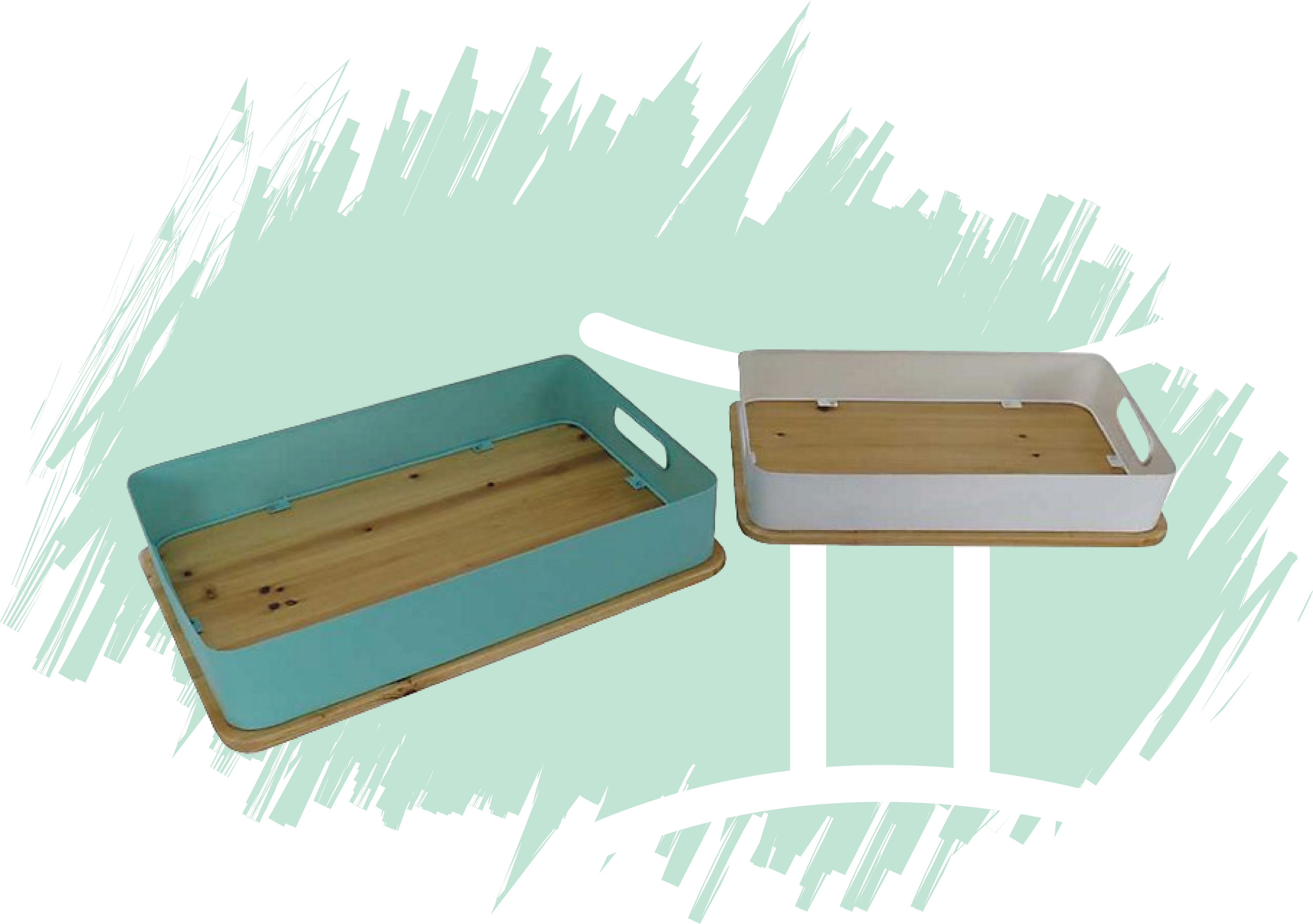 Wooden Serving Trays Twin Set