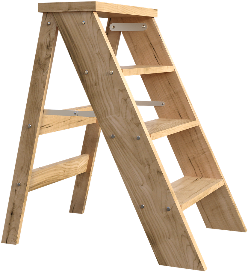 Wooden Step Ladder Isolated