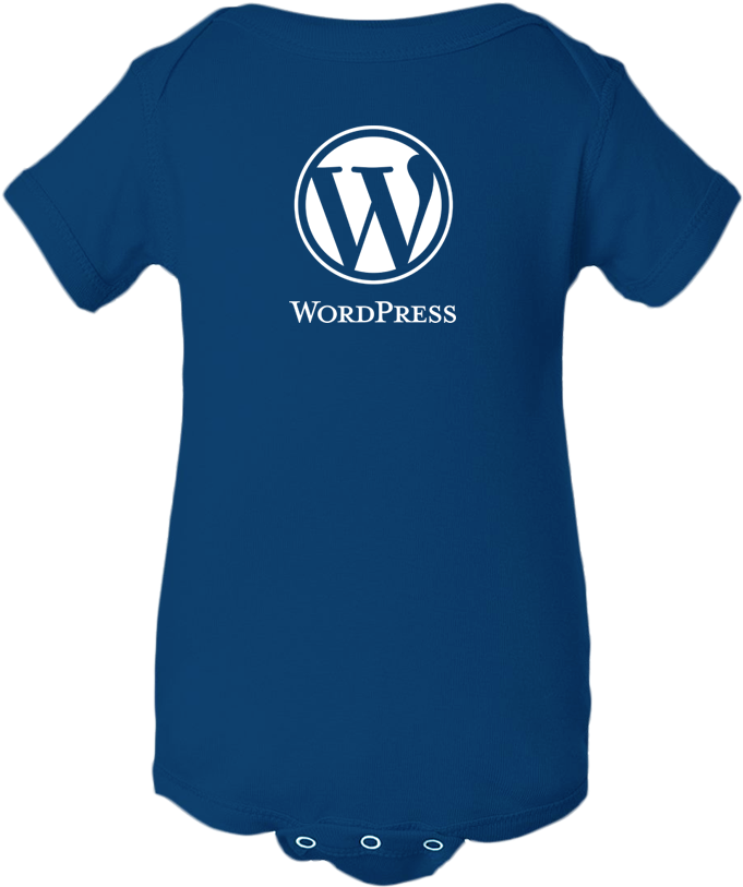 Word Press Logo On Blue Baby Onesie