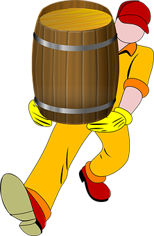 Worker Carrying Barrel Illustration