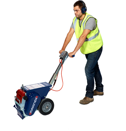 Worker Using Floor Stripper Machine