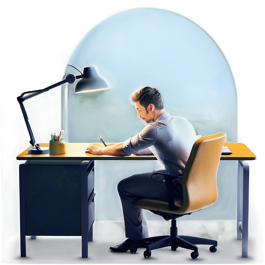 Working At A Desk Png Peb