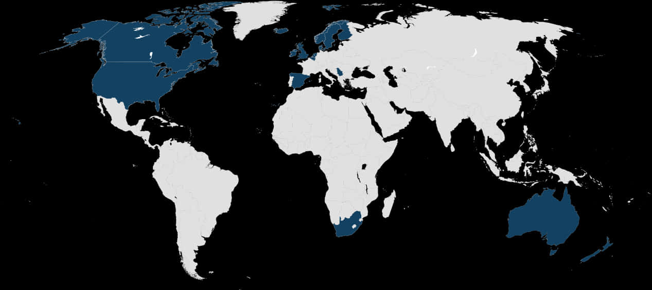 World Map Simplified Black Background