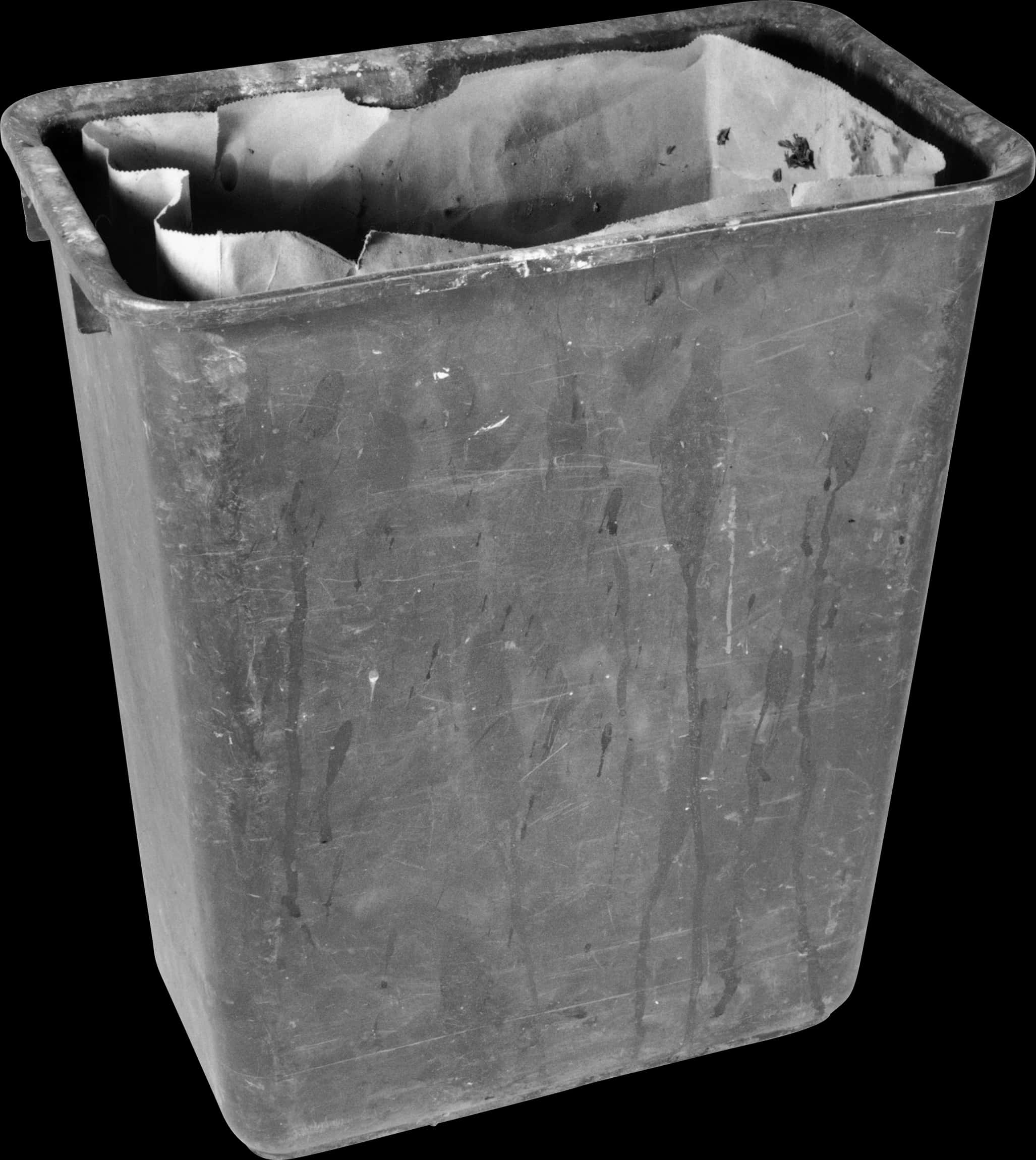 Worn Out Black Trash Can