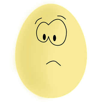 Worried Cartoon Egg Black Background