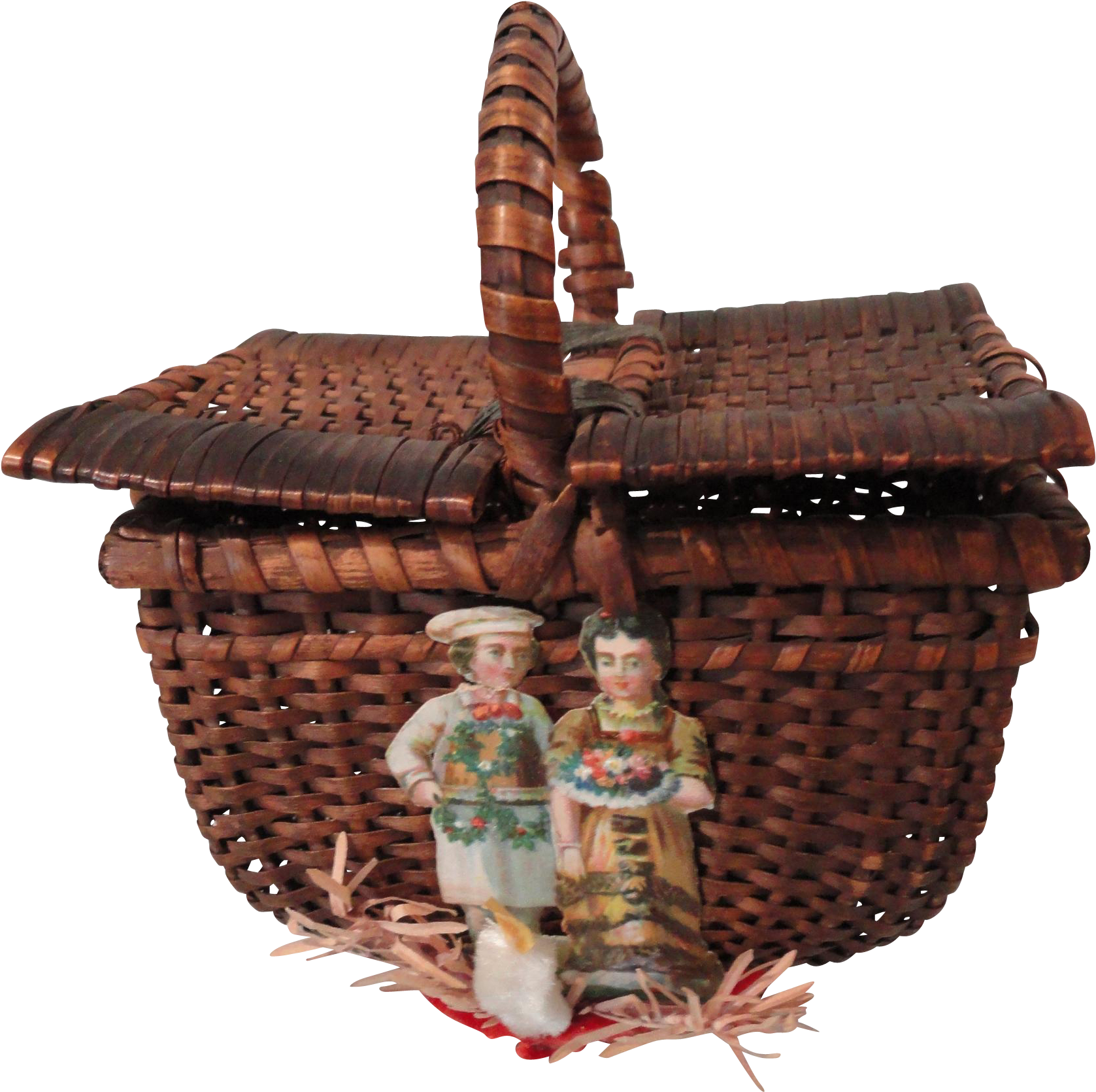 Woven Basketwith Figurinesand Handle