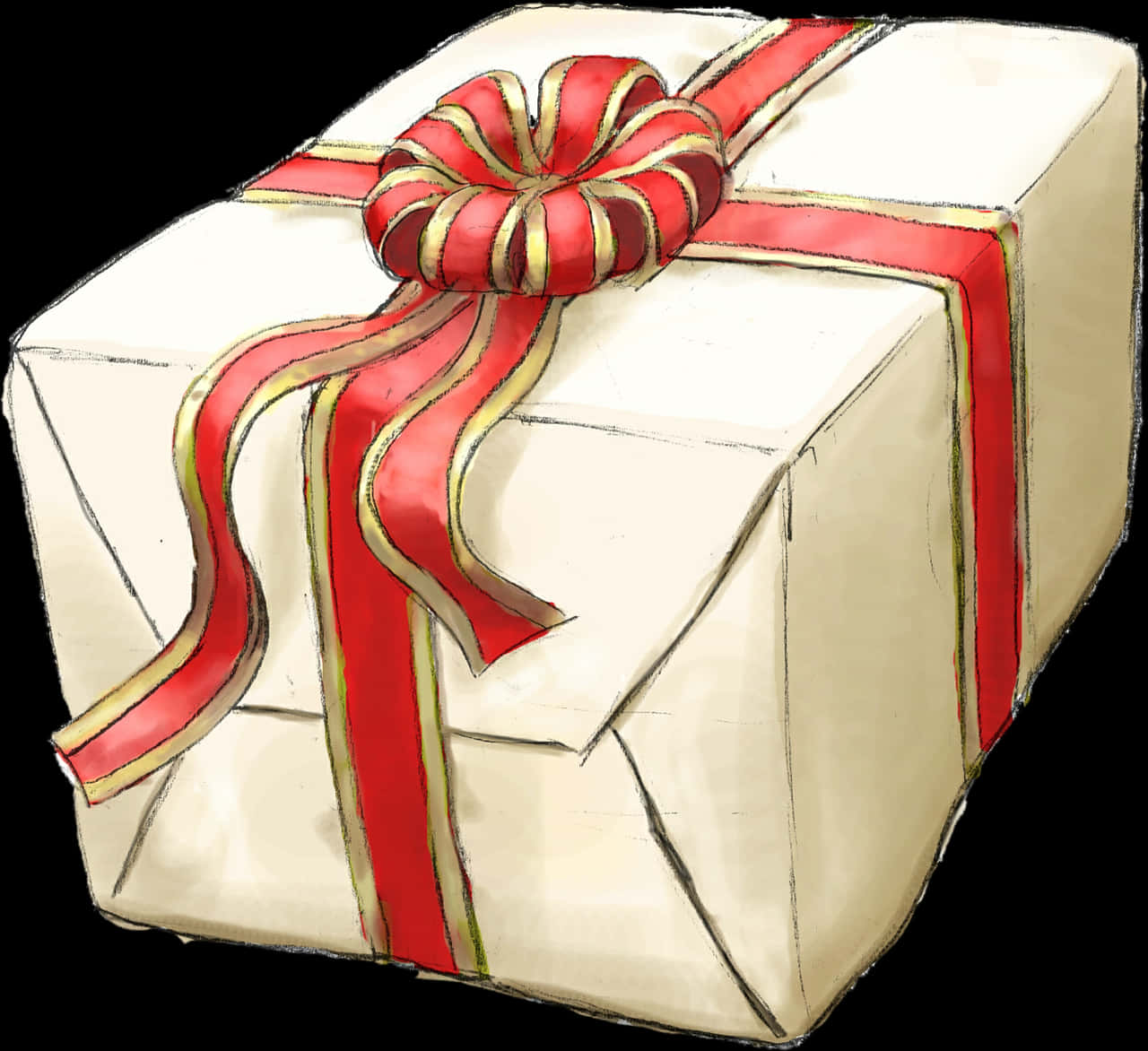 Wrapped Giftwith Red Ribbon