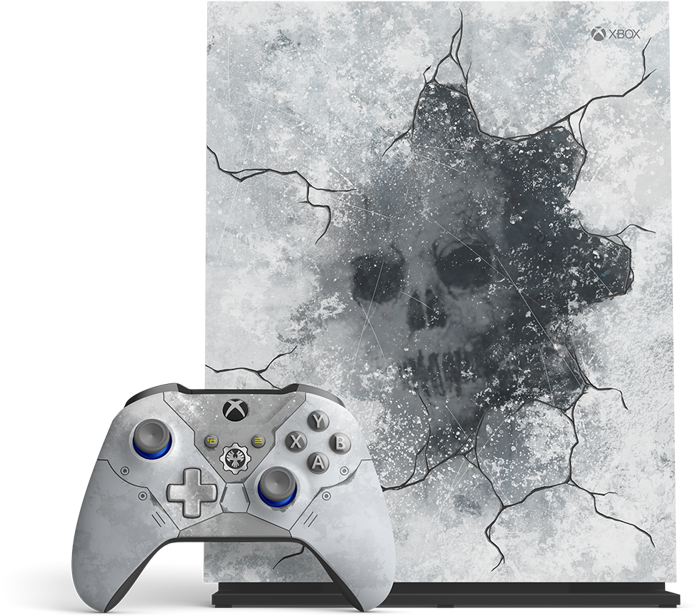 Xbox Controllerand Consolewith Skull Artwork