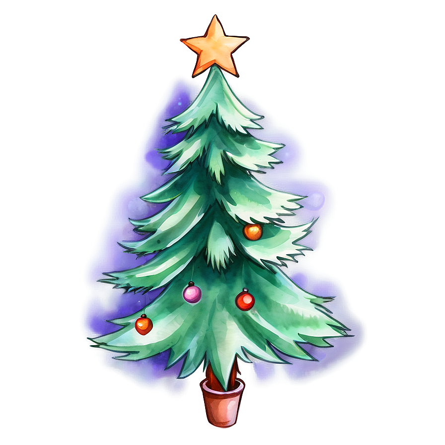 Xmas Tree Watercolor Art Png 06292024