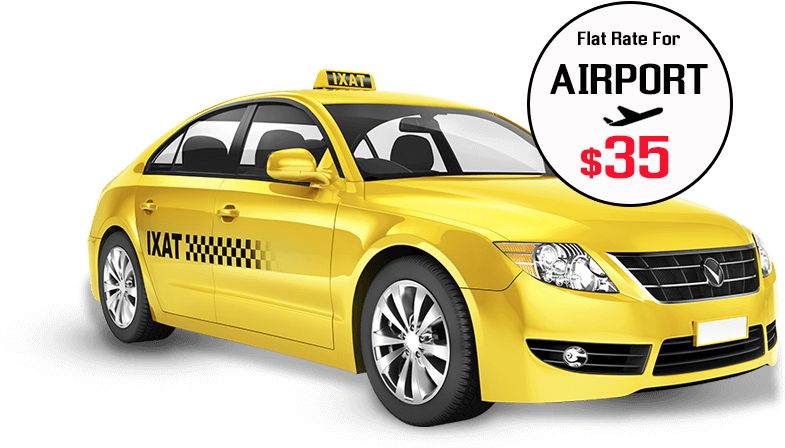 Yellow Airport Taxi Flat Rate Advertisement