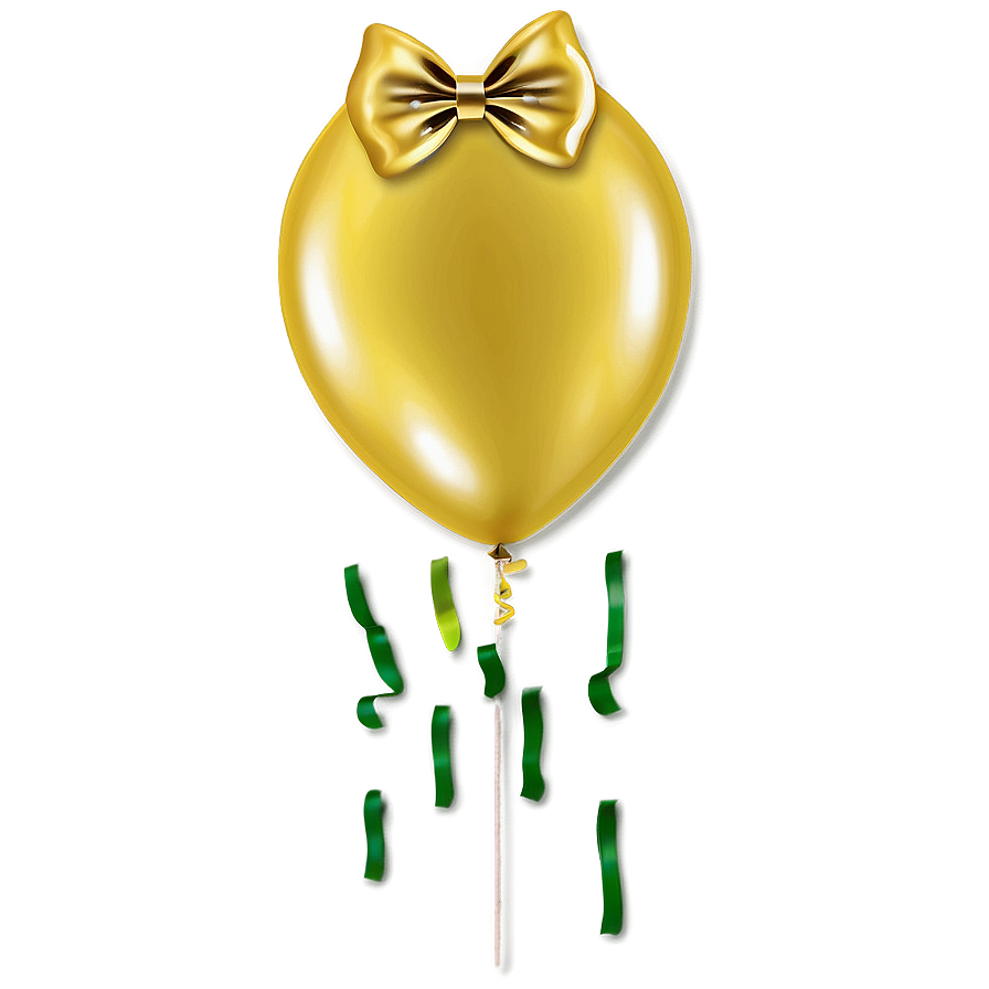 Yellow Balloon With Bow Png Dfj37