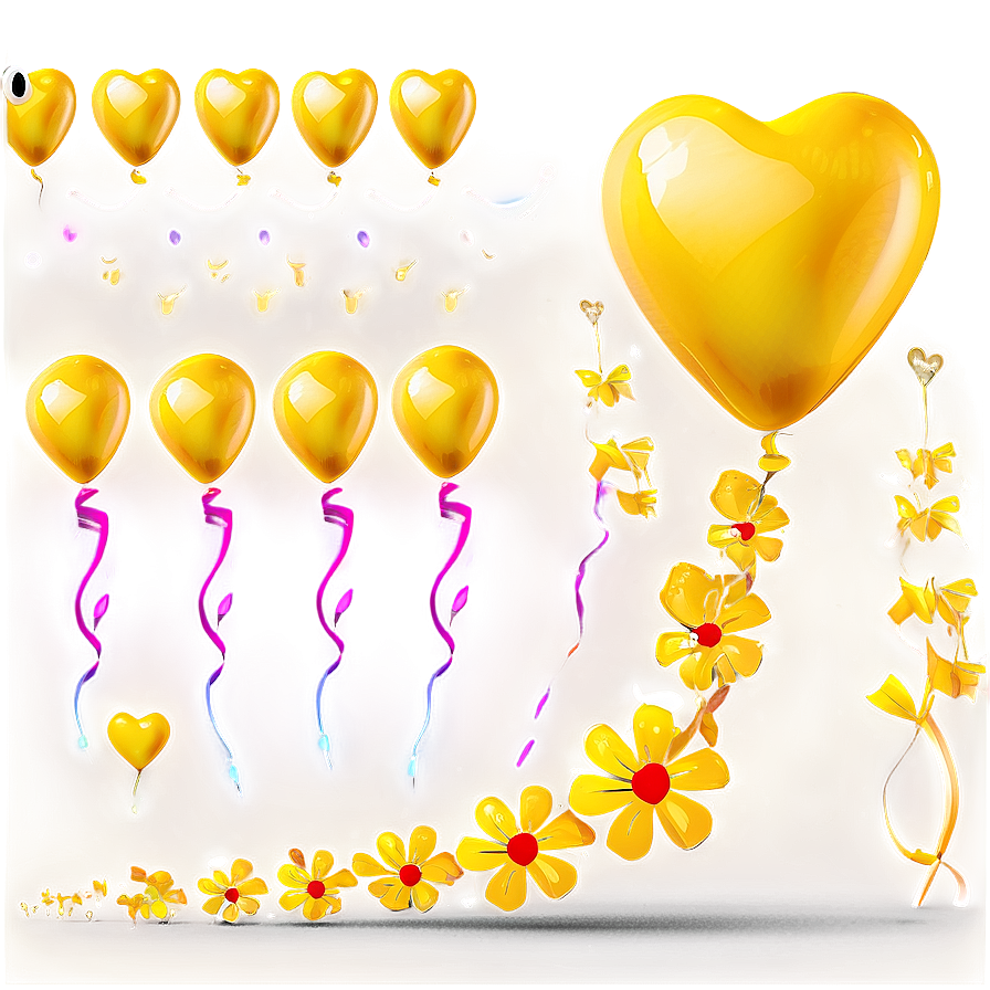 Yellow Balloon With Heart Png Aqr