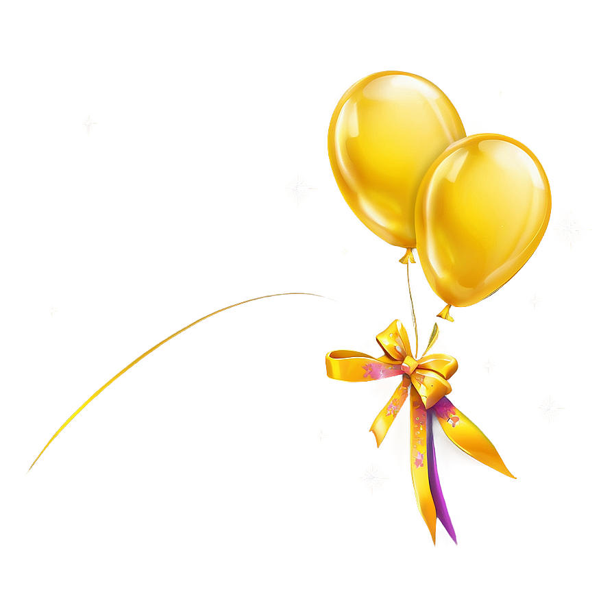 Yellow Balloon With Ribbon Png 4