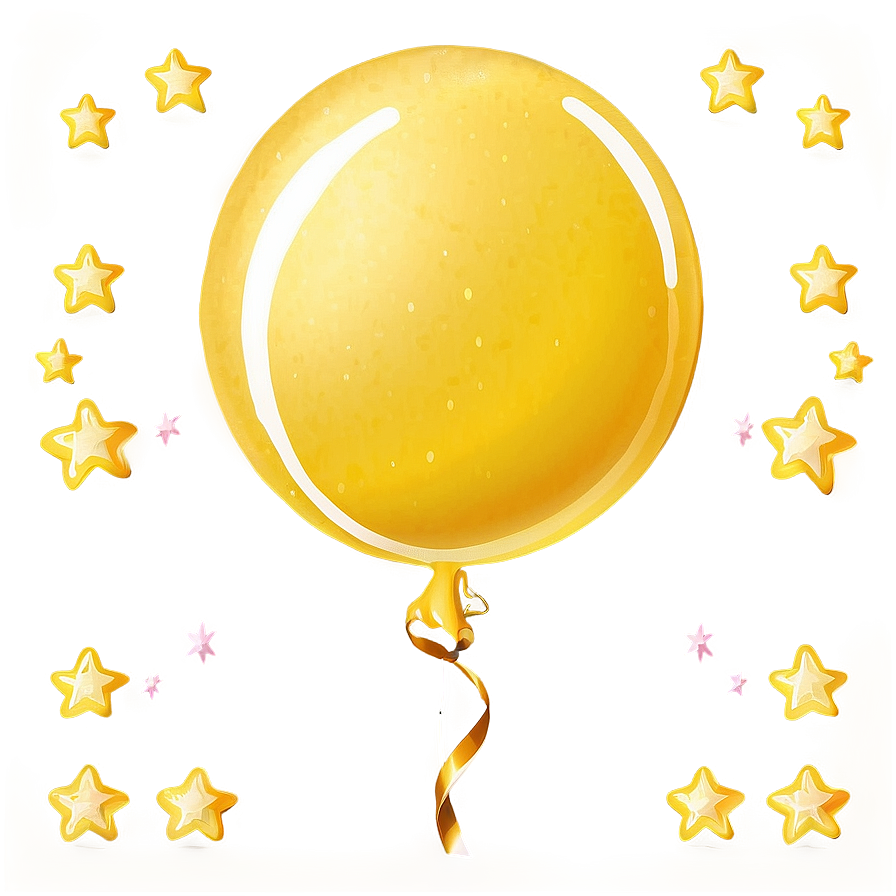 Yellow Balloon With Stars Png 06262024