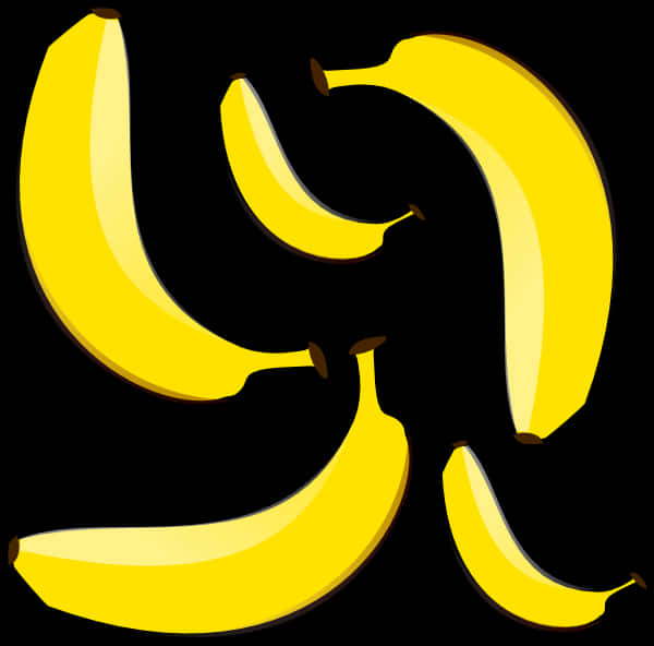 Yellow Bananas Black Background