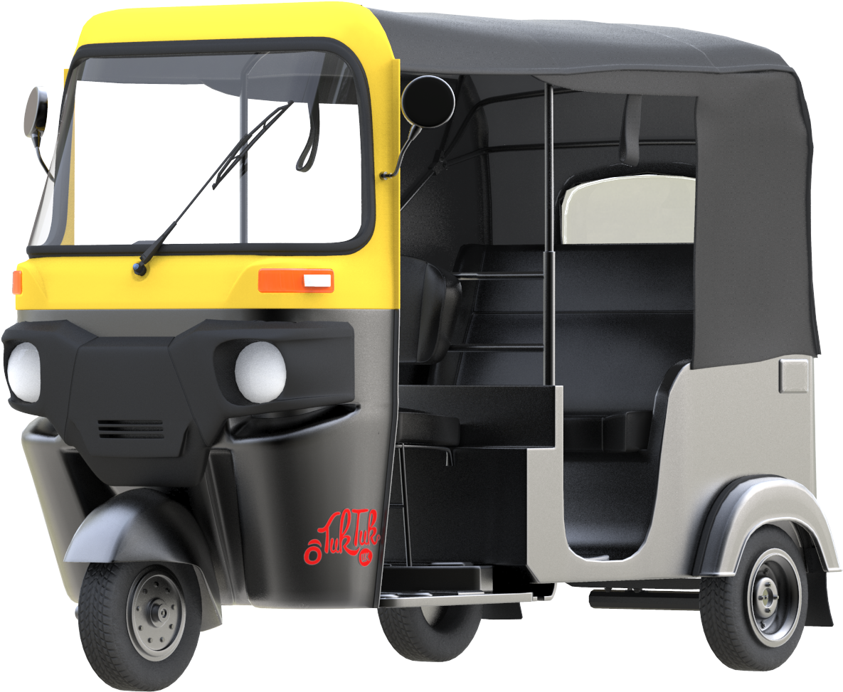 Yellow Black Auto Rickshaw Side View.png