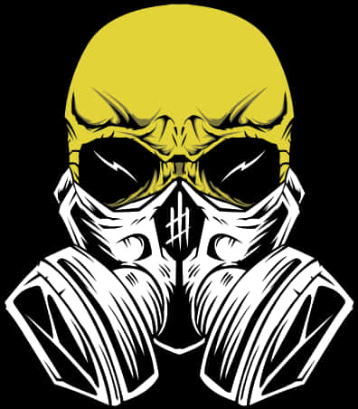 Yellow Black Skull Gas Mask Graphic