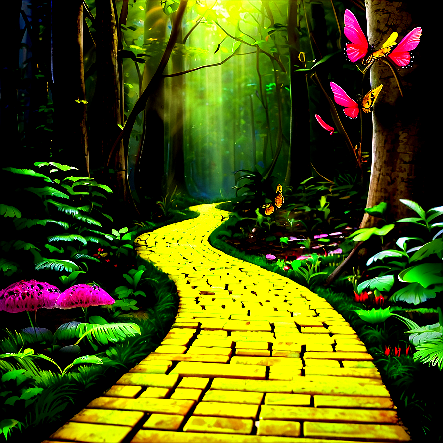 Yellow Brick Road Through Magical Forest Png Jks89