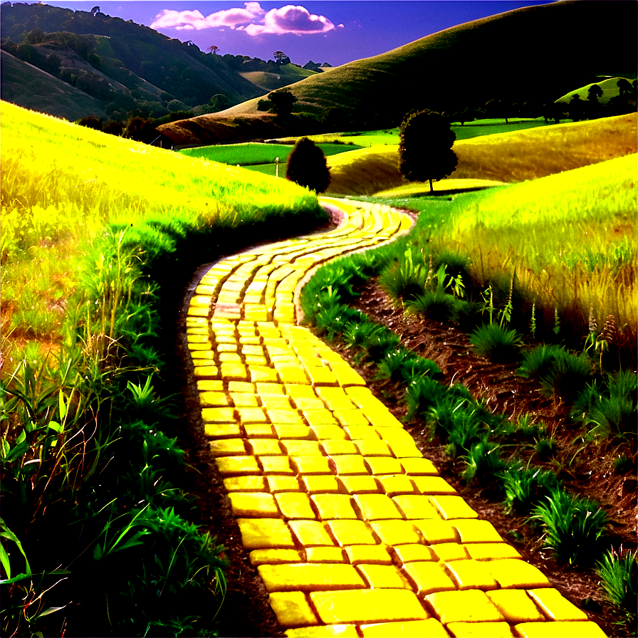 Yellow Brick Road Through Rolling Hills Png Hvd89