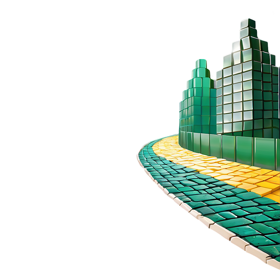 Yellow Brick Road With Emerald City Background Png Pen