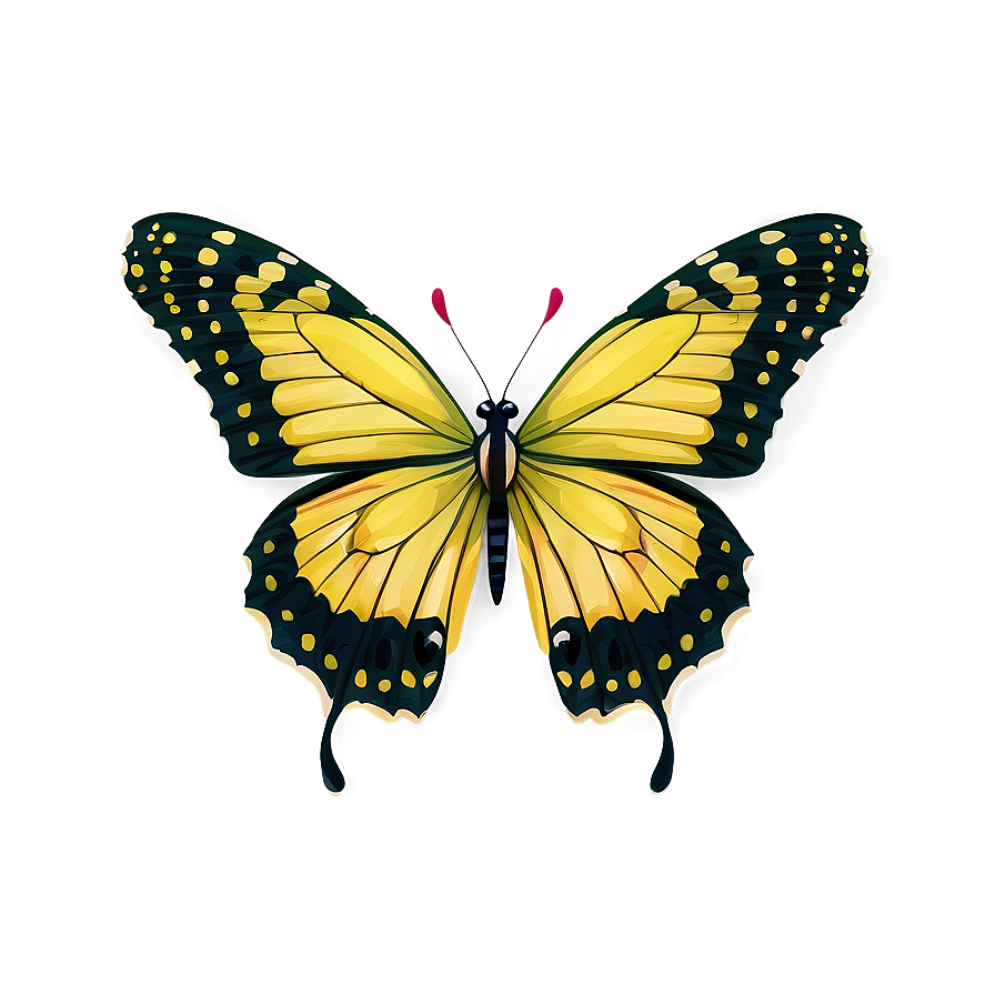 Yellow Butterfly With Green Background Png 06292024