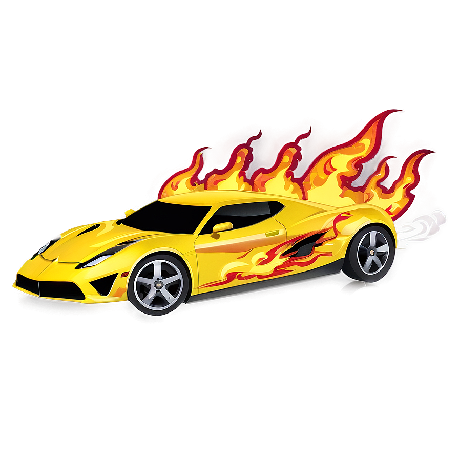 Yellow Car With Flames Png Huo40