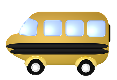 Yellow Cartoon Bus Graphic