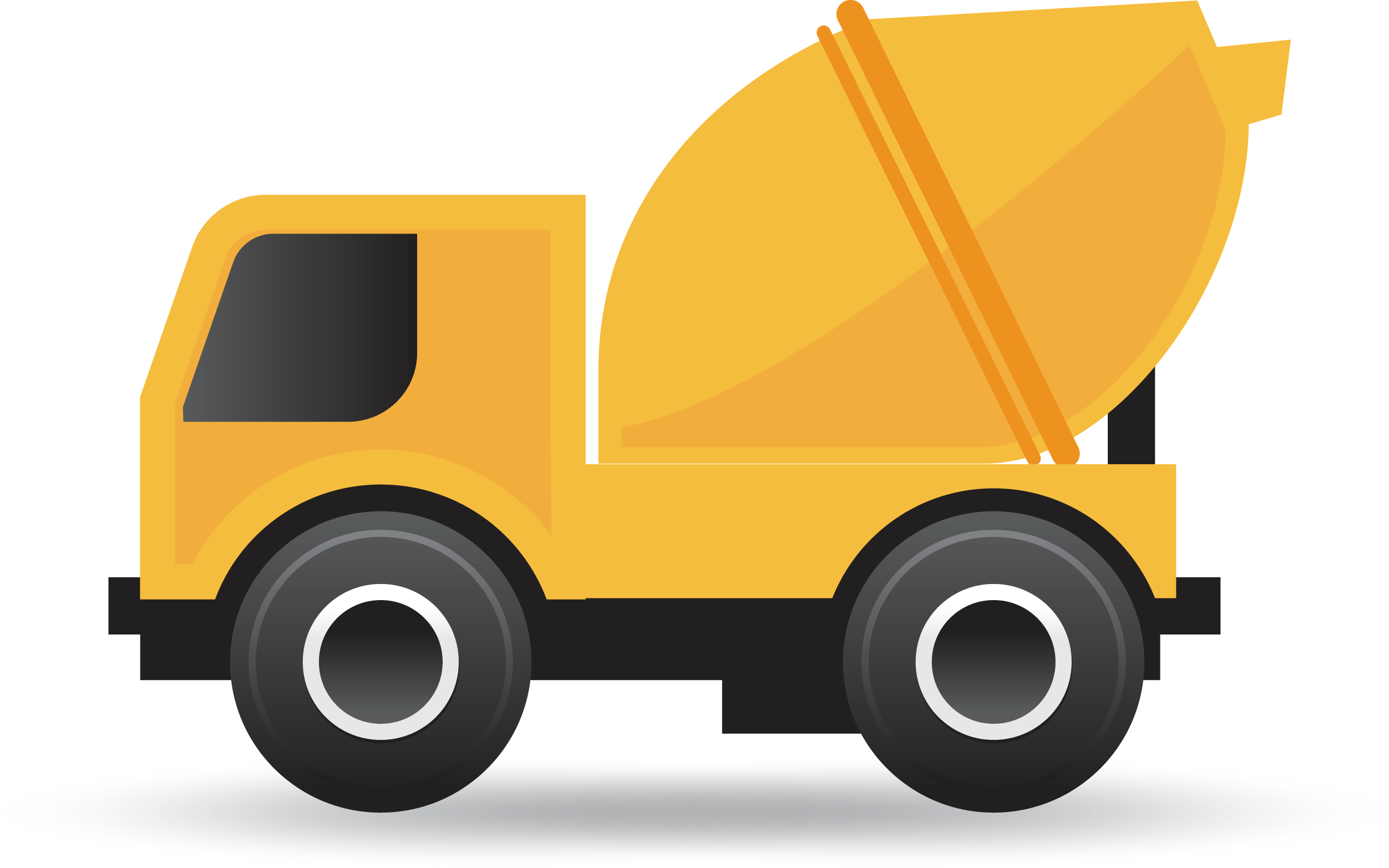 Yellow Concrete Mixer Truck Illustration