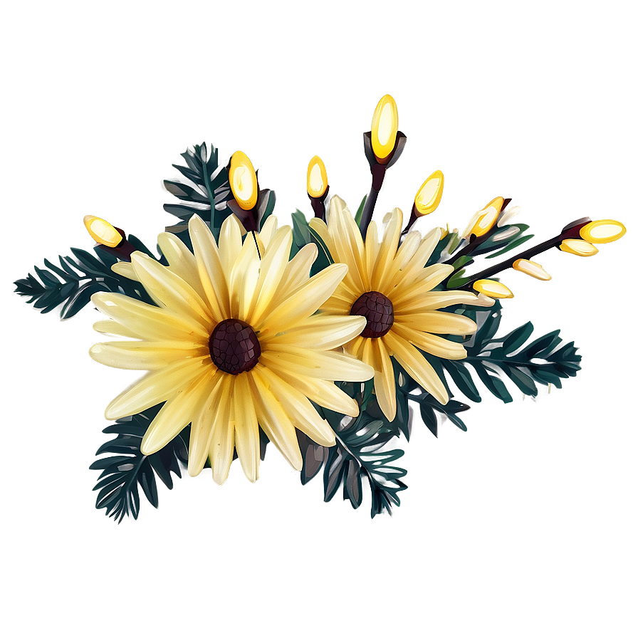 Yellow Daisy Festive Lights Png Brj