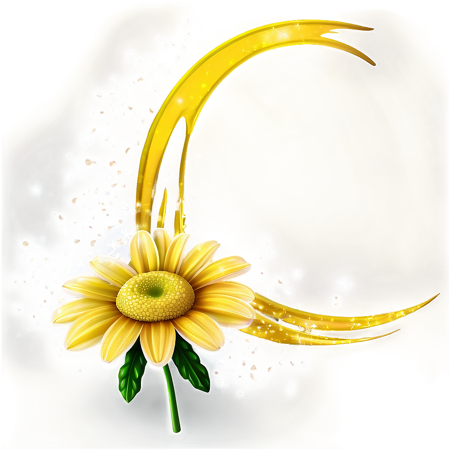 Yellow Daisy Glitter Effect Png 06292024