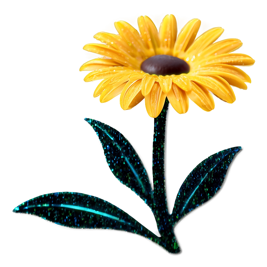 Yellow Daisy Glitter Effect Png 06292024