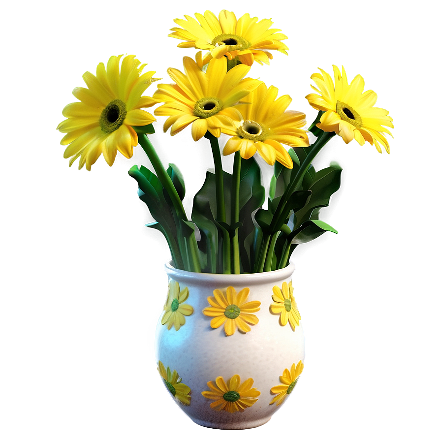 Yellow Daisy In Vase Png 47