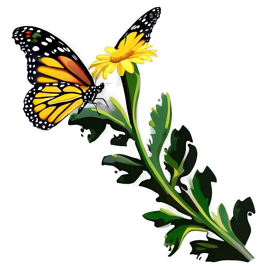 Yellow Daisy With Butterfly Png 97