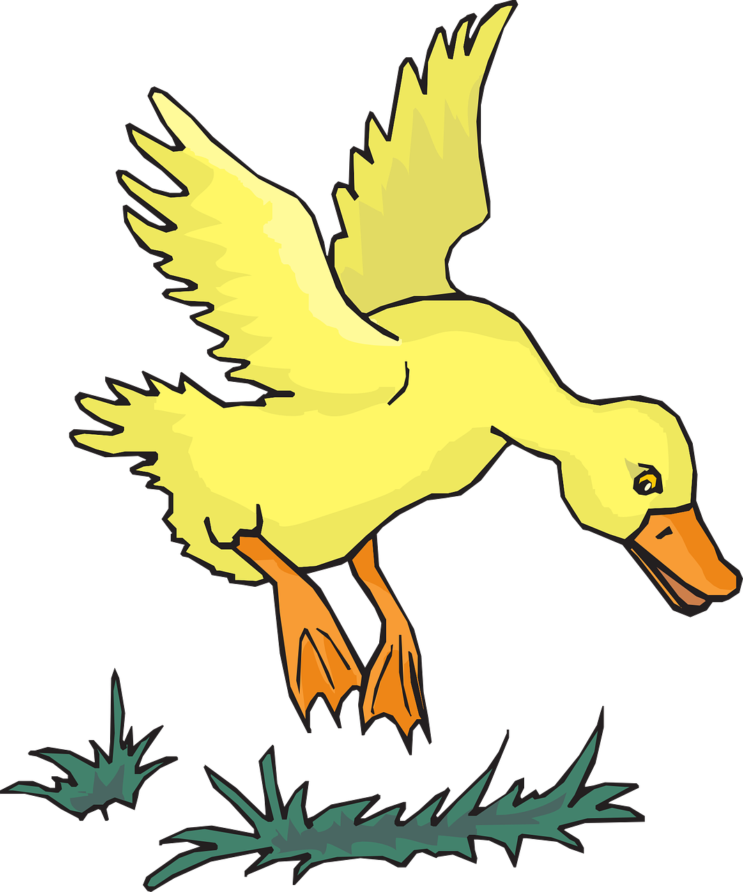 Yellow Duck In Flight Illustration