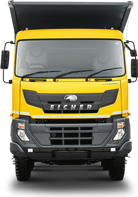 Yellow Eicher Truck Front View