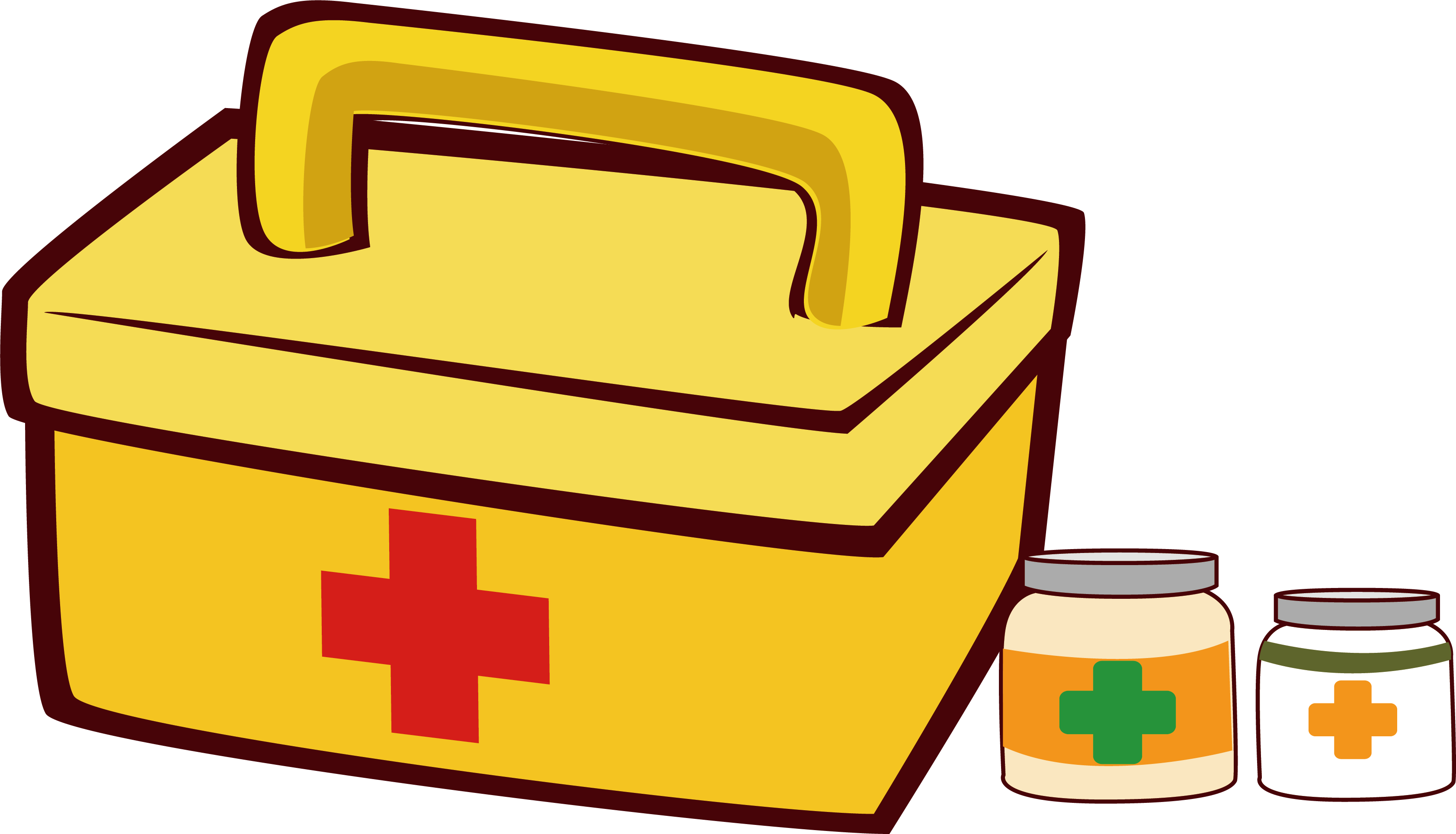 Yellow First Aid Kitand Medicine Jars