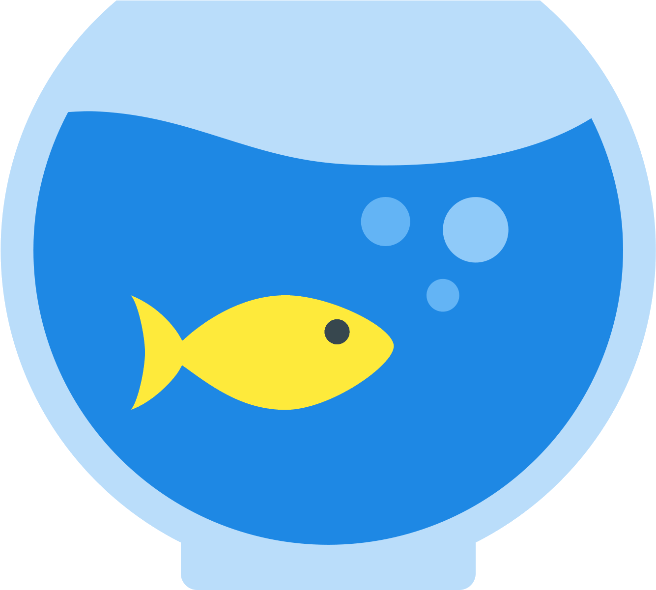 Yellow Fishin Blue Aquarium Bowl