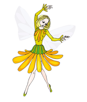 Yellow Flower Fairy Illustration