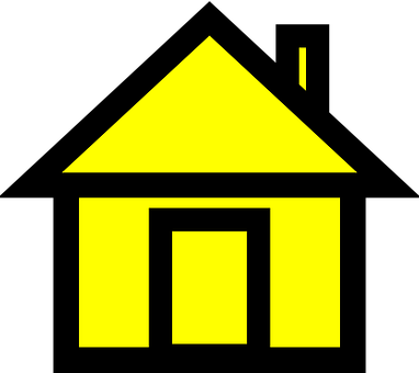 Yellow House Iconon Black Background